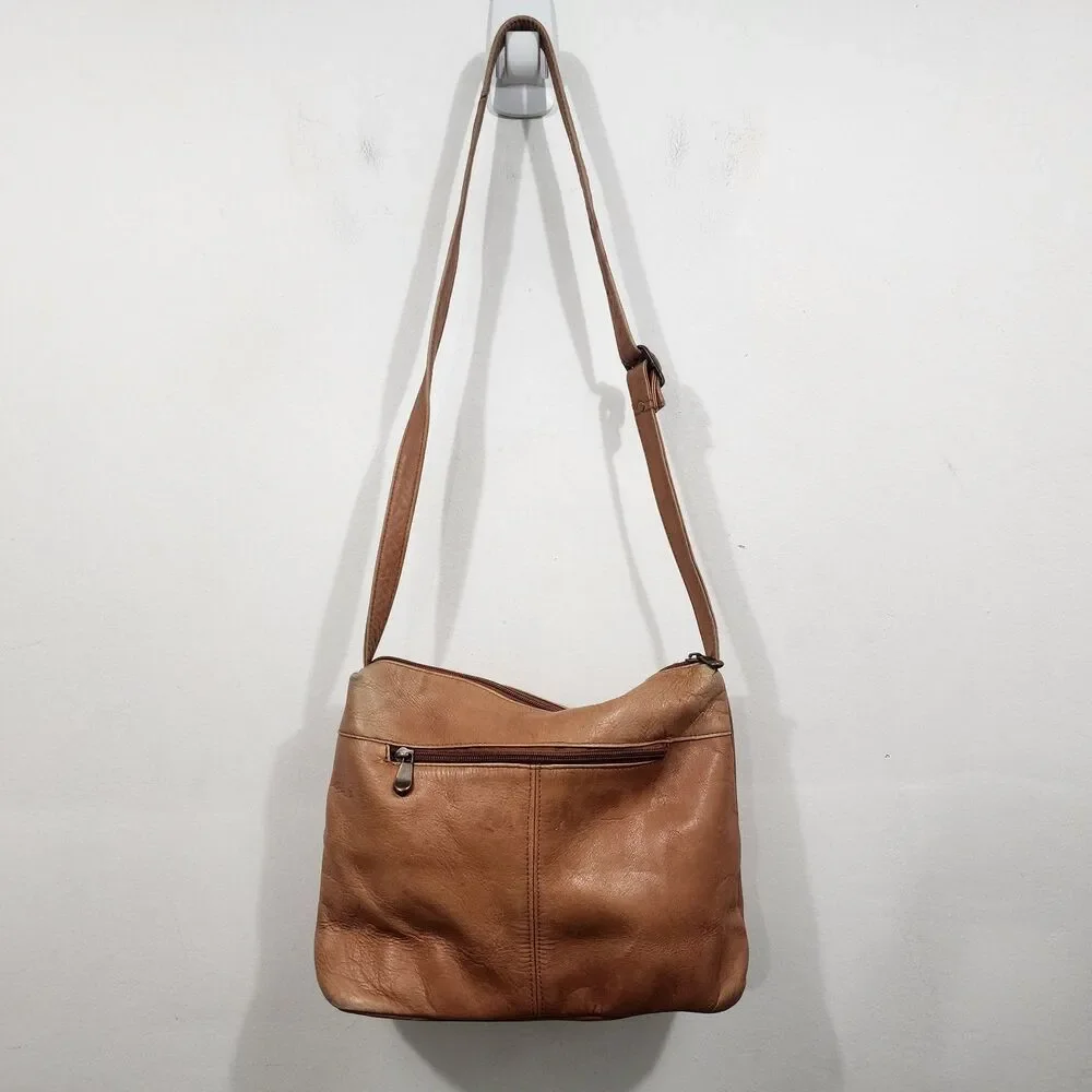 Leather Zip Top Handbag Purse Crossbody Bag Detroit Tigers MLB Brass Stud 11x9x4